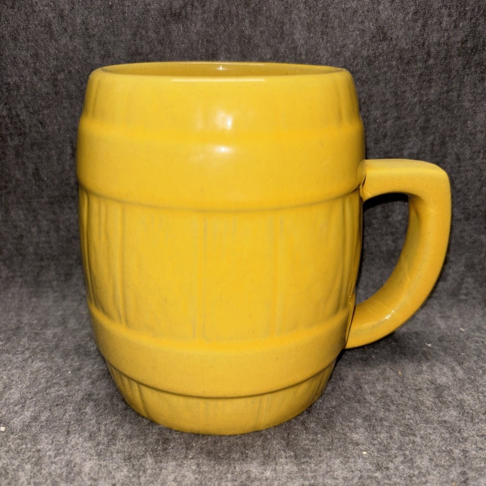 Vtg Frankoma Pottery‎ Barrel Mug Yellow 97M Large Coffee Tea Hot Chocolate 20oz